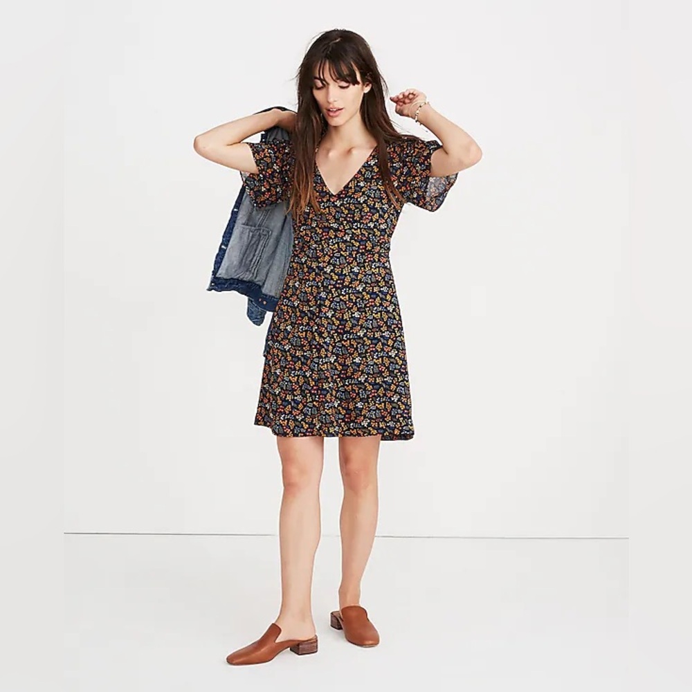 Madewell Cross-Front Mini Dress in Garden Party